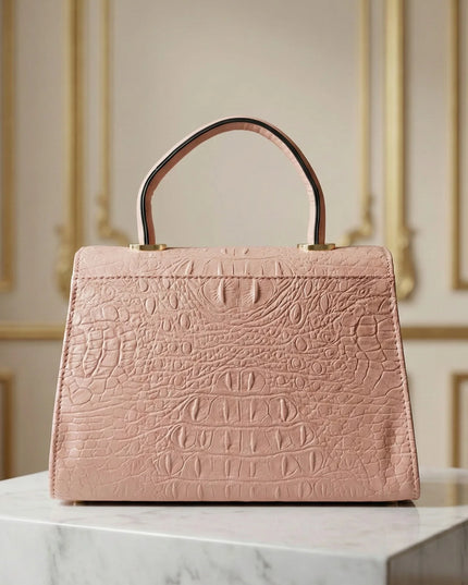 Croc-Embossed Top Handle Bag