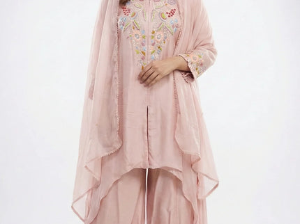 Blush Pink Floral Embroidered Suit Set