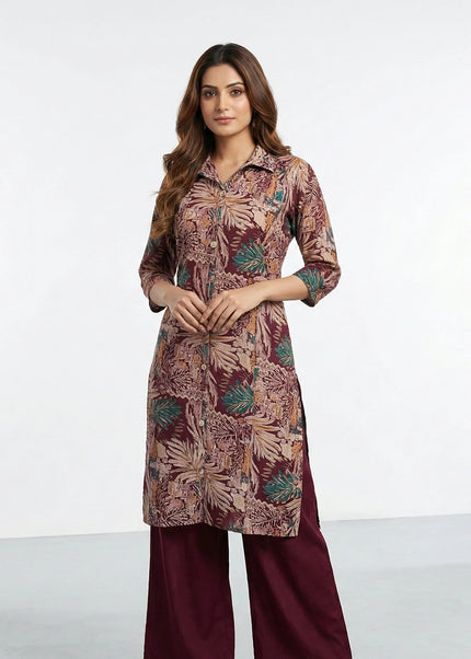 Botanical Print Shirt-Kurti