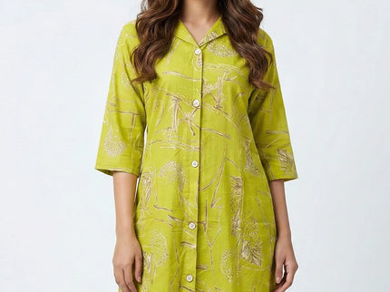 Abstract Print Shirt-Style Kurta Set