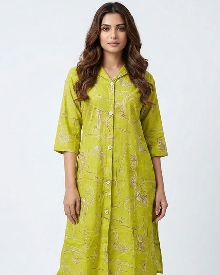 Abstract Print Shirt-Style Kurta Set