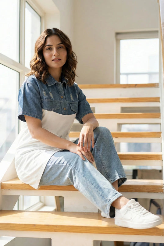 Urban Chic Two-Tone Denim Tunic Dress