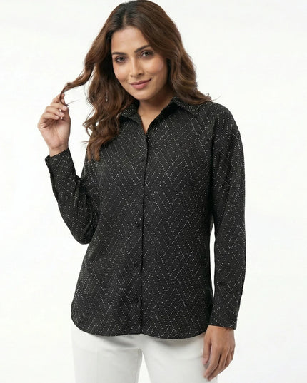 The Noir Diamond Dotted Button-Down Shirt