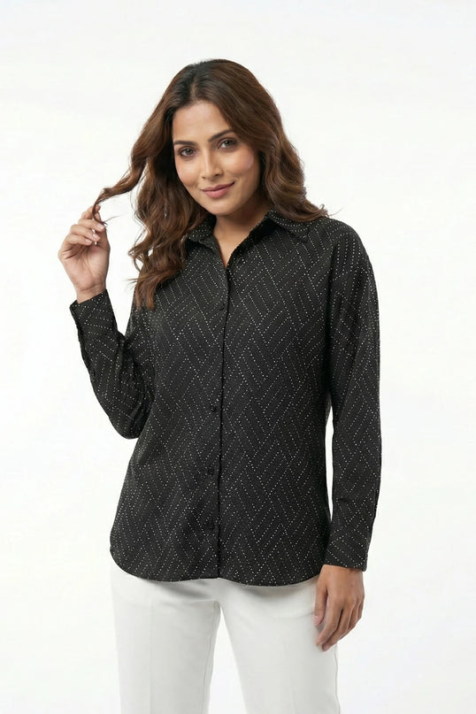 The Noir Diamond Dotted Button-Down Shirt