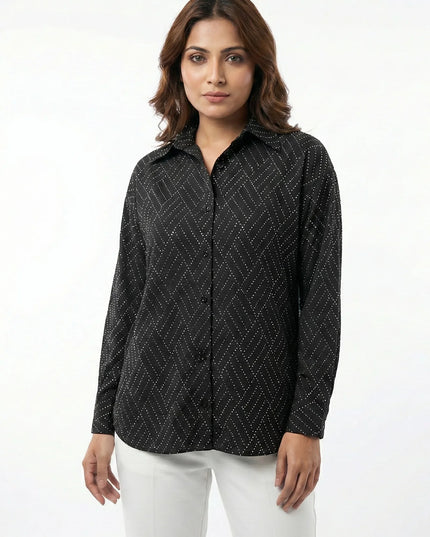 The Noir Diamond Dotted Button-Down Shirt