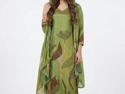 Botanical Print Embellished Suit Set