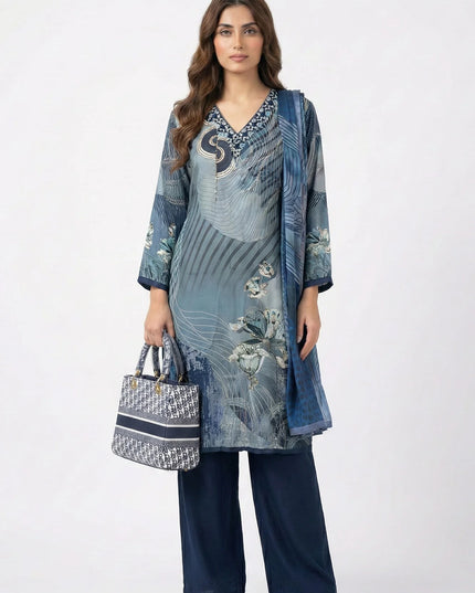 Chic Navy & White Monogram Boxy Tote