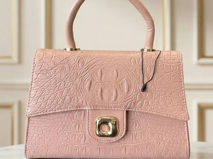 Croc-Embossed Top Handle Bag