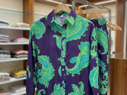 Luxe Paisley Print Button-Down Co-ord Set