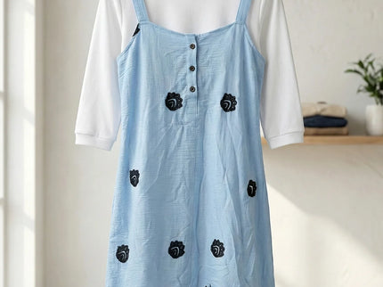 Floral Embroidered Button-Down Midi Dress