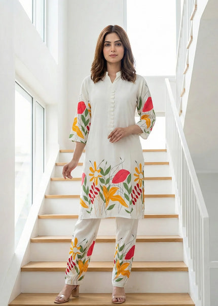 Cream Floral Bliss Kurta Set