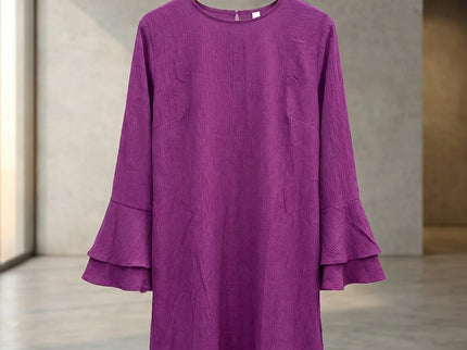 Textured Tiered Bell Sleeve Shift Dress