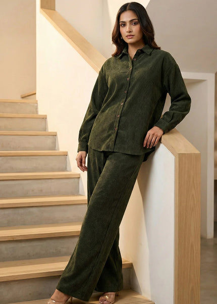 Green Corduroy Co-ord Set
