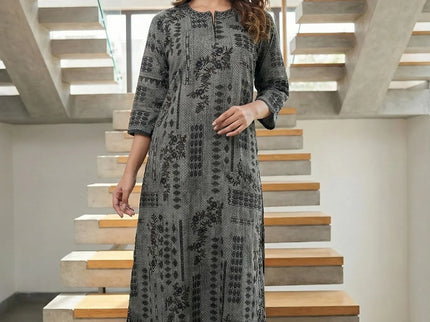 Earthy Rust Geometric Print Maxi Dress