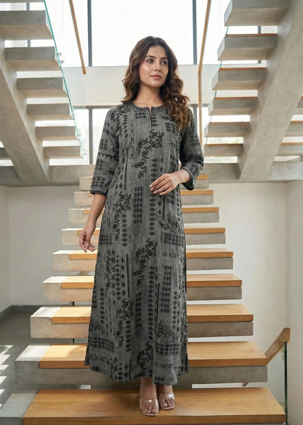 Earthy Rust Geometric Print Maxi Dress