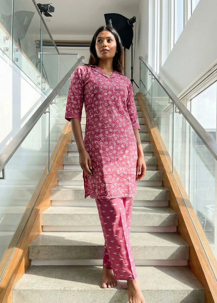 Chic Geometric Print Kurta Set