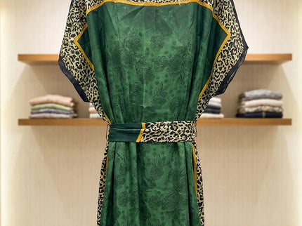 Luxe Jacquard Satin Kaftan with Print Detail