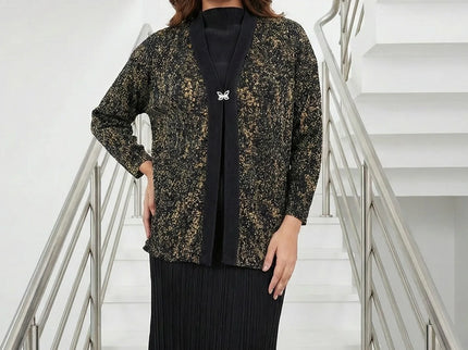 Luxurious Black & Gold Plisse Ensemble