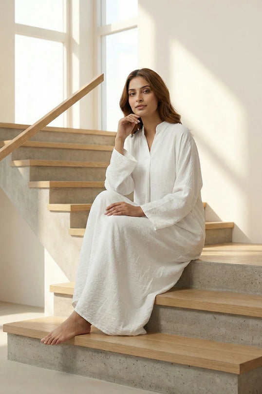 Textured Mandarin Collar Maxi Dress