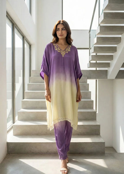 Luxurious Embroidered Kaftan Co-ord Set