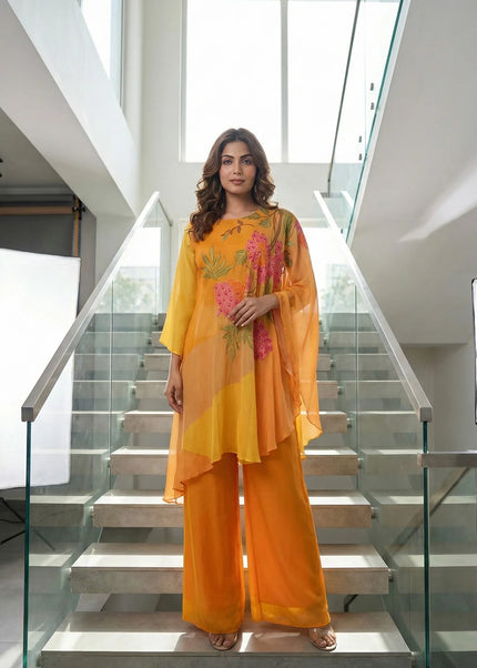 Sun-Kissed Radiance: Orange & Yellow Ombre Fusion Set