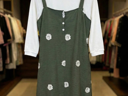 Floral Embroidered Button-Down Midi Dress