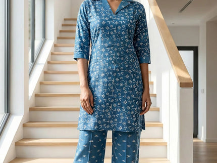 Chic Geometric Print Kurta Set