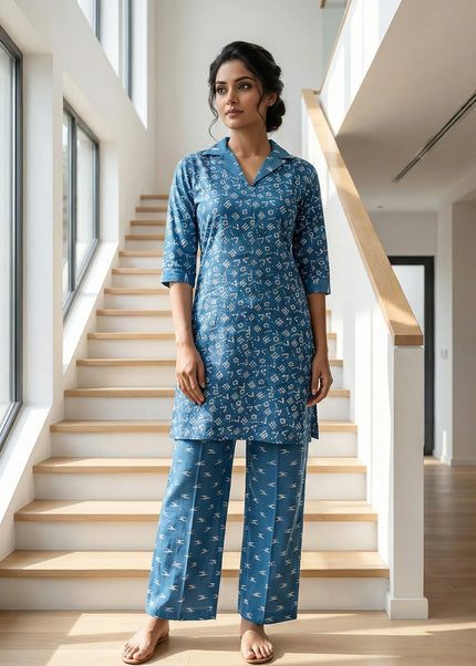 Chic Geometric Print Kurta Set