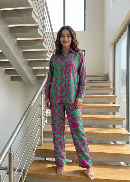 Abstract Print Relaxed Fit Co-ord Set