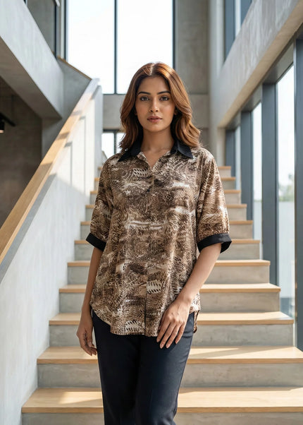 Contemporary Abstract Print Button-Down