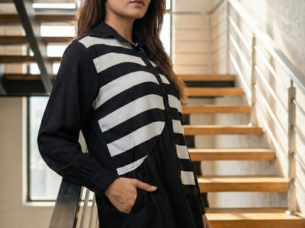 Contemporary Striped Panel Shirt
