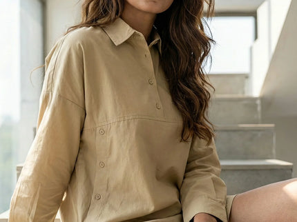 Contemporary Collared Tunic with Side Button Detail