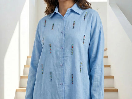 Embellished Longline Button-Down Tunic