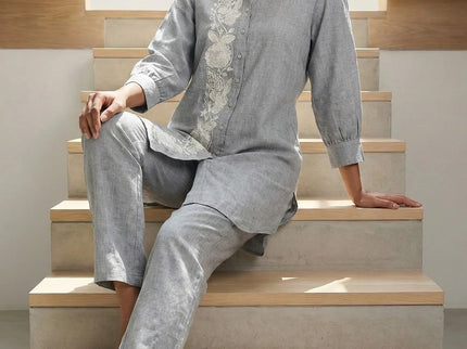 Slate Grey Floral Embroidered Co-ord Set