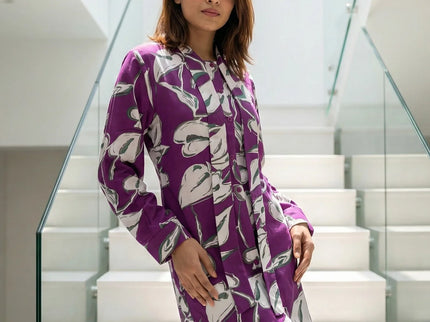 Amethyst Floral Button-Down Midi Dress