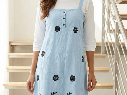 Floral Embroidered Button-Down Midi Dress