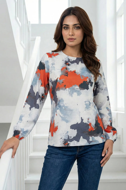Contemporary Abstract Print Blouse