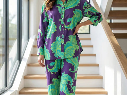Luxe Paisley Print Button-Down Co-ord Set