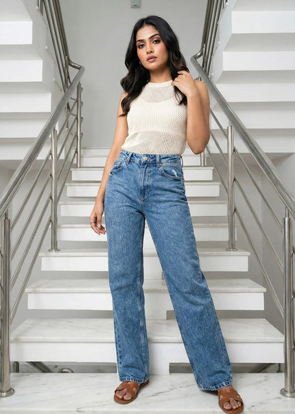 Chic Wide-Leg Denim Pant