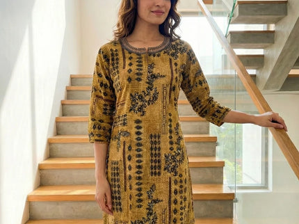 Earthy Rust Geometric Print Maxi Dress