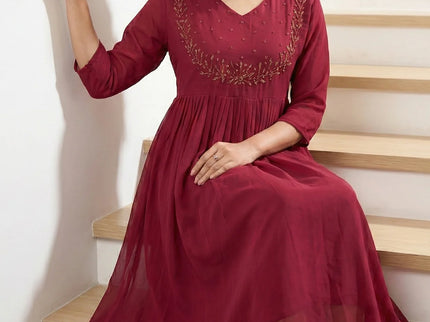 Exquisite Georgette A-Line Kurti with Hand Embroidery