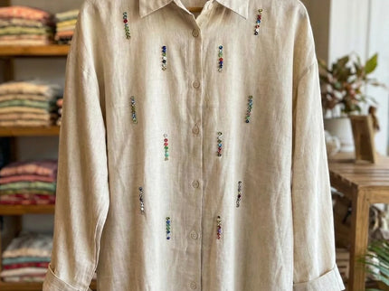 Embellished Longline Button-Down Tunic