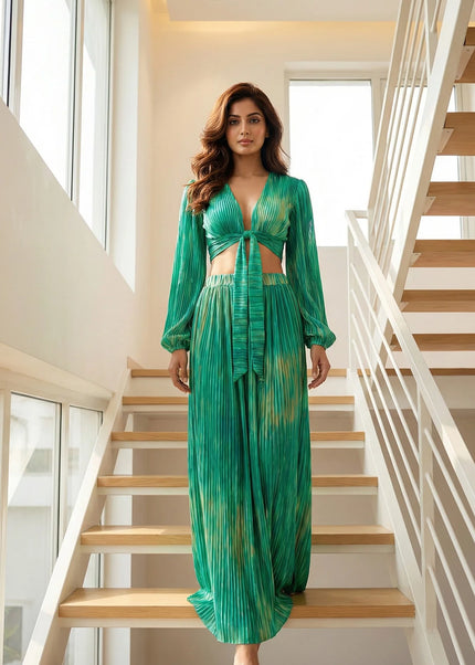 Pleated Tie-Front Co-ord Set