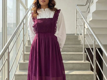 Elegant Plum Smocked Pinafore Set