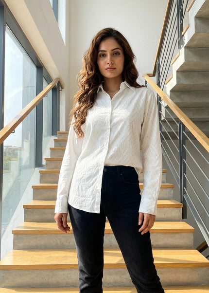 The Noir Diamond Dotted Button-Down Shirt