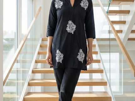 Classic Paisley Embroidered Kurta Set