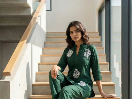 Classic Paisley Embroidered Kurta Set