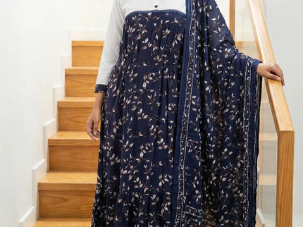 Botanical Print Fusion Set with Dupatta