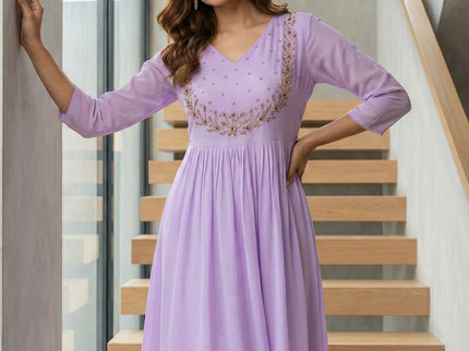 Exquisite Georgette A-Line Kurti with Hand Embroidery