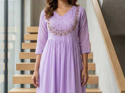 Exquisite Georgette A-Line Kurti with Hand Embroidery